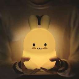 Touch Sensor Rabbit Night Light Remote Control 9 Colors LED Dimmable Timing Rechargeable Silicone Animal Lamp for Kids Baby Gift