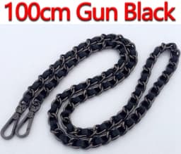 DIY 40cm-140cm Black PU Leather Purse Handles 11mm Replacement Metal Gold, Silver, Bronze, Gun Black Chains Shoulder Bag Straps