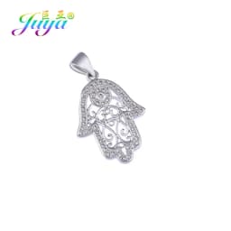 Juya DIY Jewelry Components Cz Paved Glitters Locket Heart Key Charm Pendant Accessories For Women Fashion Jewelry Making