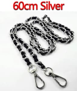 DIY 40cm-140cm Black PU Leather Purse Handles 11mm Replacement Metal Gold, Silver, Bronze, Gun Black Chains Shoulder Bag Straps