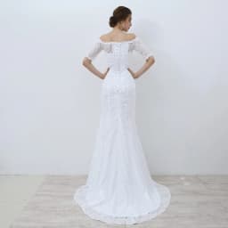 Lace Boho Mermaid Wedding Dresses Half Sleeves Off The Shoulder Beach Bridal Dresses Elegant Wedding Gowns