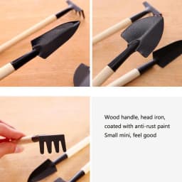 Hot Selling 3PC/set Mini Garden Hand Tool Kit Plant Gardening Shovel Spade Rake with Wood Handle Metal Head for Gardener