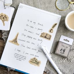 46Pcs Vintage Creative Animals & Plants Kraft Paper Stickers Set for DIY Scrapbooking Diary Decoration & Stationery Flakes