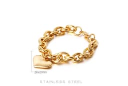 Gold Color 11mm Width Big Love Heart Charm Bracelet for Couples Men Women Metal Link Chain Trendy Jewelry