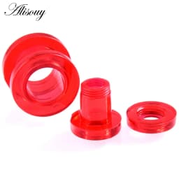 1pair/ lot Acrylic Ear Flesh Tunnels Double Flared Hollow Screw Fit Ear Stretcher Plugs Gauges Body Piercing Jewelry Black