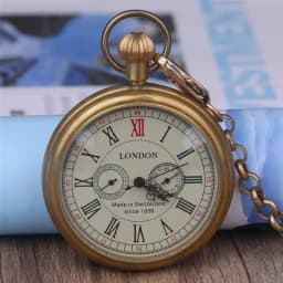 Antique London 1856's 5 Hand Small Dial Mechanical Pocket Watch Roman Number Open Face Fob Watch Gift Clock