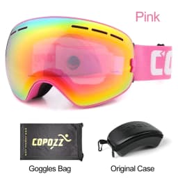 COPOZZ Ski Goggles with Box Case Ski Mask UV400 Anti-fog Snow Goggles Big Spherical Skiing Snowboarding for Women Men