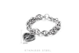 Gold Color 11mm Width Big Love Heart Charm Bracelet for Couples Men Women Metal Link Chain Trendy Jewelry