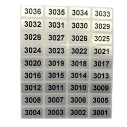 1000 Silver Consecutive Number Inventory Stickers 001 to 10000 For Choice Waterproof 20mm x 10mm