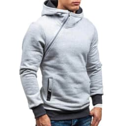 New Casual Solid Mens Hoodies Diagonal Zipper Long Sleeve Hoodie Sweatshirts Men Hoody Pullover Sweatshirt Hooded Sweat Homme