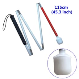 105cm-155cm,black Handle, Aluminum mobility folding cane for the blind (folds down 5 sections)