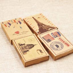 New Dreamcatcher/Marble Pattern Gift Box Vintage Kraft/White Uk & USA/France Country Stamp Wedding/Candy Box 12 Boxes + 12 Cards
