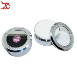 60Pcs/Lot Metal Jewelry Display Stone Box Visible Round Stainless Steel Gem Diamond Storage Box With Black and White Insert