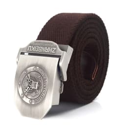 SupSindy Men Canvas Belt US Army Eagle Metal Buckle Military Tactical Belts for Men Jeans Waistband Soldier Male Strap Black