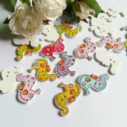 30PCs/lot Ocean Series Buttons for Sewing Decorative Buttons Scrapbooking Crafts Clothing Accessories Wooden Buttons
