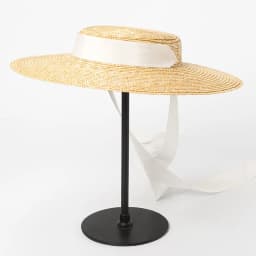 Wide Brim Boater Hat Brim Straw Hat Flat Women Summer Kentucky Derby Hat White Black Ribbon Tie Sun Hat Beach Cap