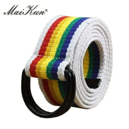 MaiKun Canvas Belts for Men Double Ring Metal Buckle Belts Male Tactical Strap For Jeans