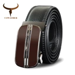 COWATHER Belt For Men Cow Genuine Leather Men Belt New Arrival Brown Automatic Buckle Male Strap Top Quality Cowhide Male Belts