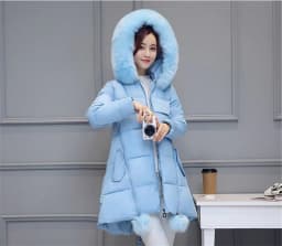 Autumn Winter New Women's Parka Thick Down Cotton Jacket Fur Collar Hooded A-line Type Long Cotton Padded Coat Female G388