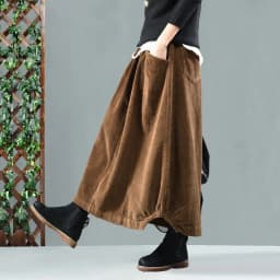 Women Solid Color Elastic Waist Loose Corduroy Retro Skirt Ladies Vintage Autumn Winter Skirts 2022 Pockets Female Skirts