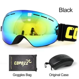COPOZZ Ski Goggles with Box Case Ski Mask UV400 Anti-fog Snow Goggles Big Spherical Skiing Snowboarding for Women Men