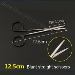 12.5 15 16 18cm black handle round head scissors fine blunt straight straight scissors