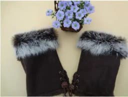 Female Rabbit Hair Wrist Gloves Fingerless Computer Typing Mittens Winter Women Suede Leather Warm Thick Cashmere Gloves G58
