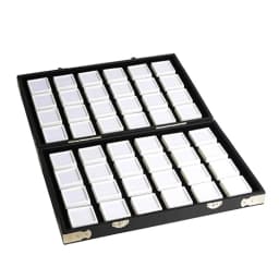 Portable Black Pu Leather Travel Gem Box Gemstone Storage Case Jewelry Tray Stone Holder Showcase 6 sizes inside porte bijoux