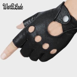 WarBLade Fashion Black PU Half Finger Driving Training Fitness Gloves Punk Jazz Fingerless Gloves For Women Luva Guantes