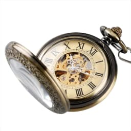 Antique Brozne Transparent Gear Skeleton Mechanical Automatic Self-wind Pocket Watch Retro Pendant Fob Watches Relogio De Bolso