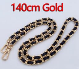 DIY 40cm-140cm Black PU Leather Purse Handles 11mm Replacement Metal Gold, Silver, Bronze, Gun Black Chains Shoulder Bag Straps