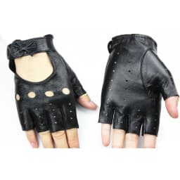 Leather Half-Finger Gloves Women's Fashion Thin Section Hollow Short Summer Outdoor Sports Cycling Car Driving