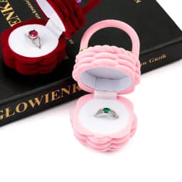 1 Piece Cute Flower Basket Velvet Wedding Engagement Ring Box Gift Box Holder for Earrings Necklace Display Jewelry Case