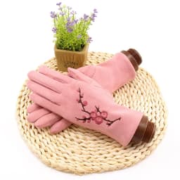 Winter Female Single Layer Warm Cashmere Full Finger Button Cycling Mittens Women Suede Leather Touch Screen Driving Gloves J23