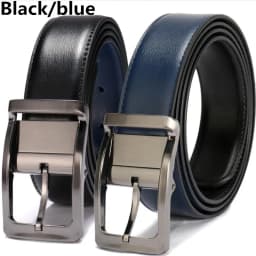 1Pcs Men's Genuine Leather Reversible Belt Rotated Buckle Two In One Big And Tall
