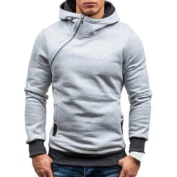 New Casual Solid Mens Hoodies Diagonal Zipper Long Sleeve Hoodie Sweatshirts Men Hoody Pullover Sweatshirt Hooded Sweat Homme