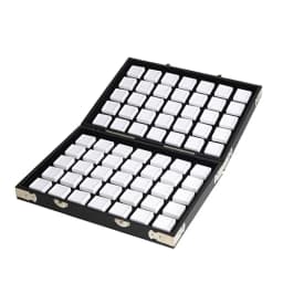 Portable Black Pu Leather Travel Gem Box Gemstone Storage Case Jewelry Tray Stone Holder Showcase 6 sizes inside porte bijoux