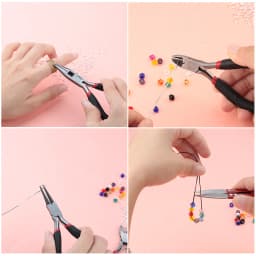 8PCS Stainless Jewelry Making Tools Set with Plier, Round Nose Plier, Scissor Tweezers Beading Tool Kit for Bracelet Necklace DI