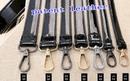 bag strap Handle belt black patent leather PU DIY Lady handbag accessories With Snap hook adjustable 2.5cm 2cm 1.2cm width