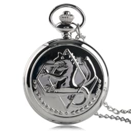 High Quality Full Metal Alchemist Silver Watch Pendant Men's Quartz Pocket Watches Japan Anime Necklace Gift Reloj De Bolsillo