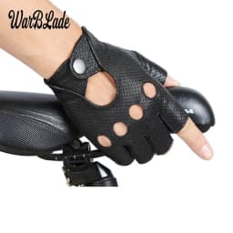 WarBLade Fashion Black PU Half Finger Driving Training Fitness Gloves Punk Jazz Fingerless Gloves For Women Luva Guantes