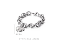 Gold Color 11mm Width Big Love Heart Charm Bracelet for Couples Men Women Metal Link Chain Trendy Jewelry