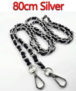 DIY 40cm-140cm Black PU Leather Purse Handles 11mm Replacement Metal Gold, Silver, Bronze, Gun Black Chains Shoulder Bag Straps