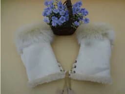 Female Rabbit Hair Wrist Gloves Fingerless Computer Typing Mittens Winter Women Suede Leather Warm Thick Cashmere Gloves G58