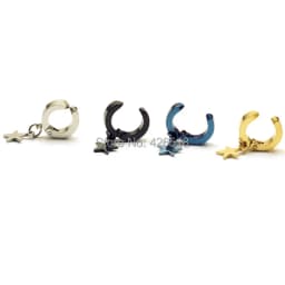 Alisouy 2pcs Star Pendant No Pierced Black Blue Gold Color Stainless Steel Men Punk Ear Clip Earrings