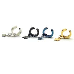 Alisouy 2pcs Star Pendant No Pierced Black Blue Gold Color Stainless Steel Men Punk Ear Clip Earrings