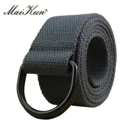 MaiKun Canvas Belts for Men Double Ring Metal Buckle Belts Male Tactical Strap For Jeans