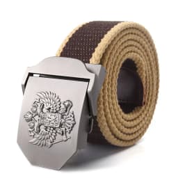 SupSindy Men Canvas Belt Russian Metal Buckle Soviet CCCP Army Military Tactical Belts for Women Jeans Waistband Male Strap