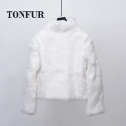Top Solid Basic Women Classical Casual Mandarin Collar Genuine Real Rabbit Fur Coat Handmade Customize Natural Fur Jacket NZ271