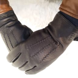 New Men's 100% Sheepskin Gloves, Deer Skin Pattern Design, Warm and Soft Men's Leather Gloves, Men's Mittens with Plush Lining